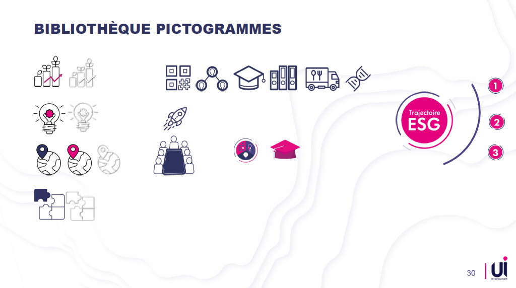 Banque de pictogrammes sur mesure conçue pour UI Investissement